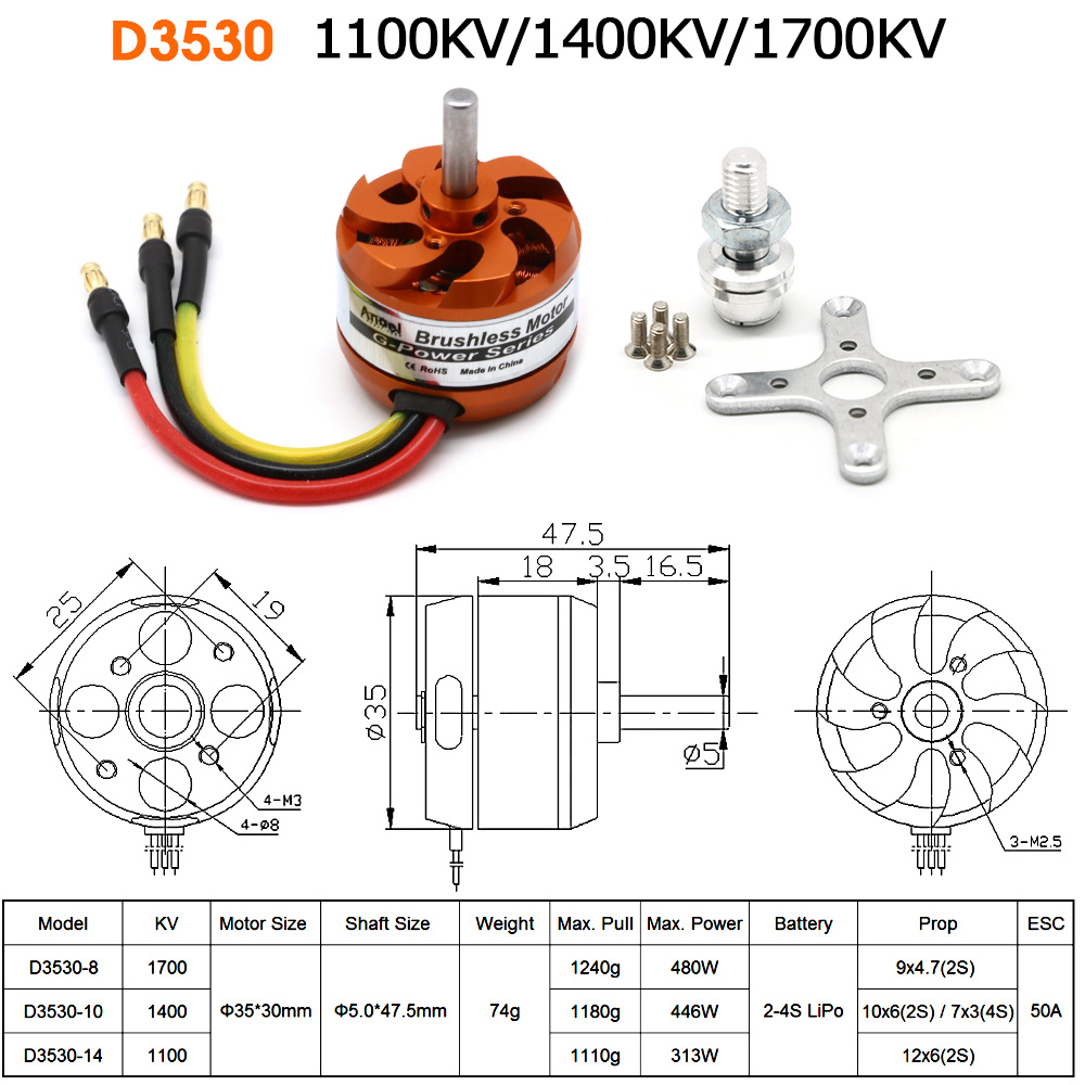 Rc Helicopter Mini - Silnik bezszczotkowy D3530 1100KV 1400KV 1700KV